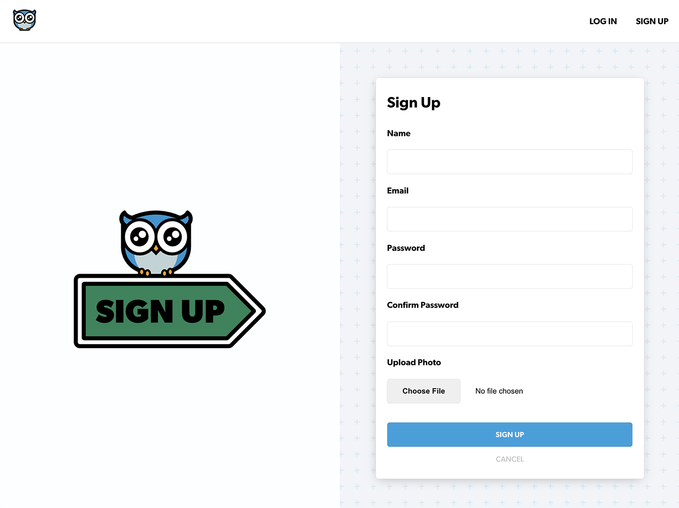 Sign up page